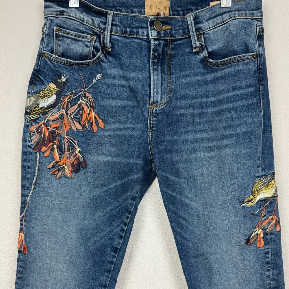 Driftwood Jackie Embroidered Jeans Birds Floral Women's 28 - Picture 3 of 7